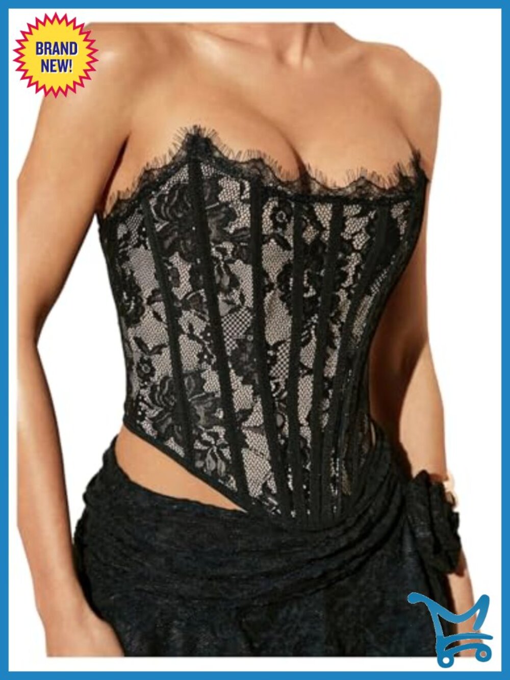 Lace Corset Top Strapless Bustier Slim Fit Clubwear Y2K Women's